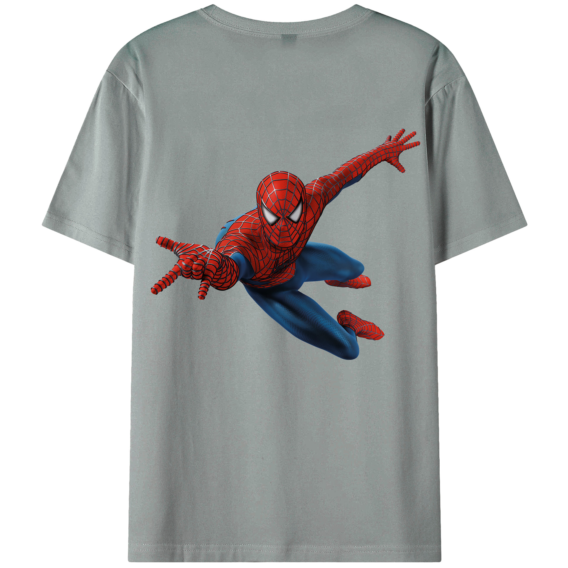 （画像用） Spider Man スパイダーマン 綿100％ メンズ半袖Tシャツ（バックプリント） 通気性